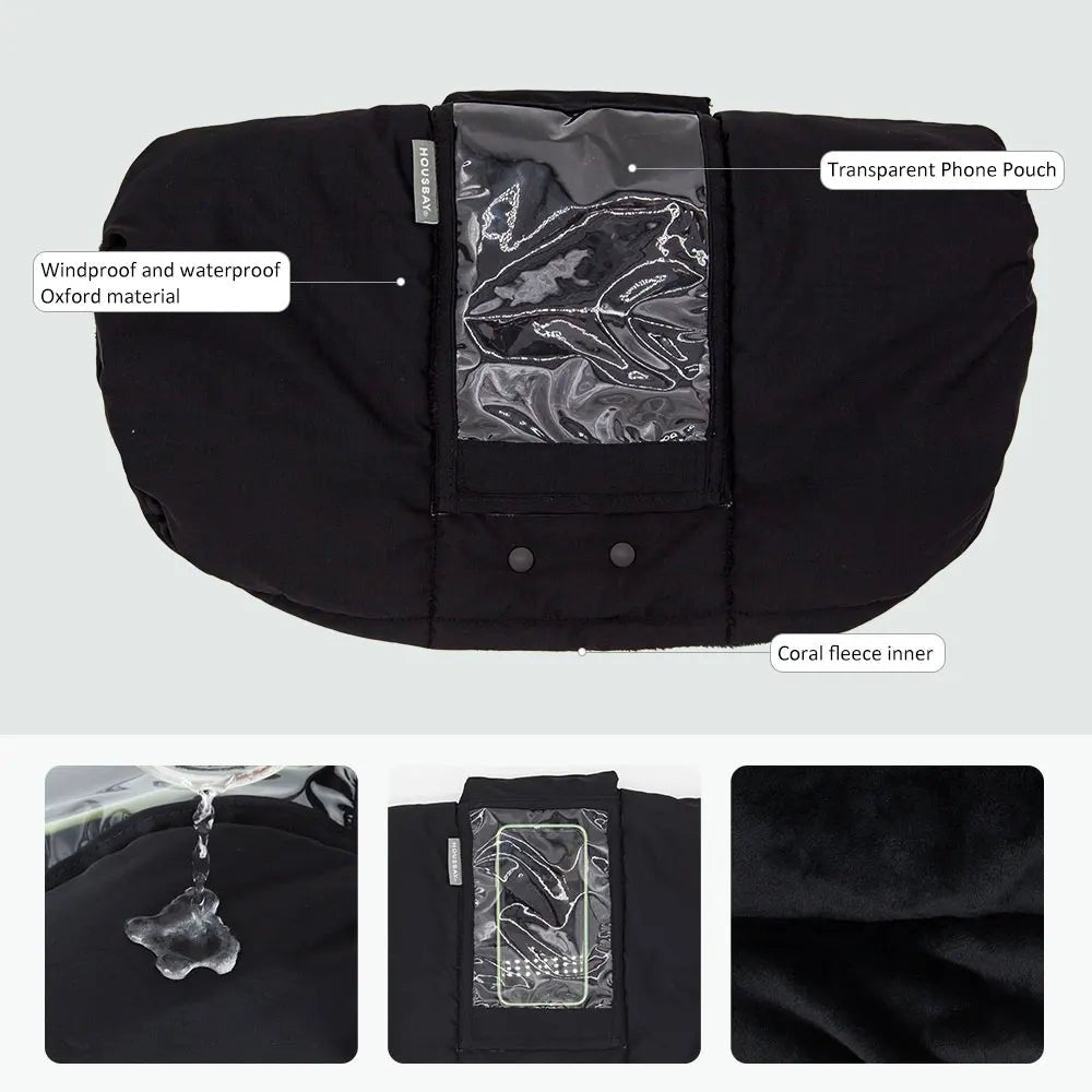 CozyMoms - Winter Stroller Gloves with Phone Pocket & Tissue Bag, Windproof 2