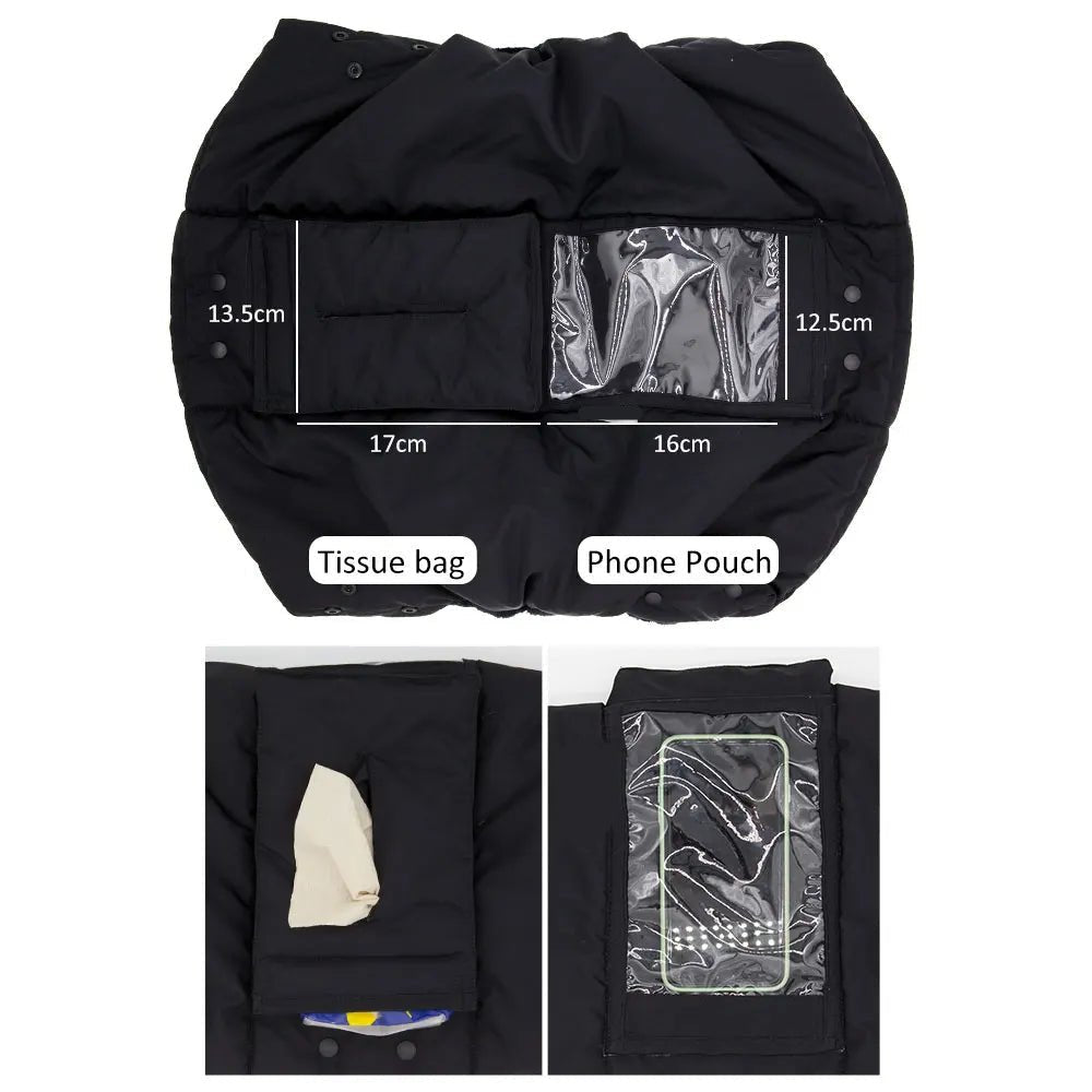 CozyMoms - Winter Stroller Gloves with Phone Pocket & Tissue Bag, Windproof 3