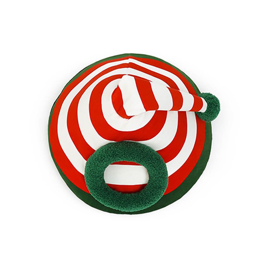 Cozy Cat Bed - Classic Christmas Hat Design, Soft Faux Lambswool, Washable 3