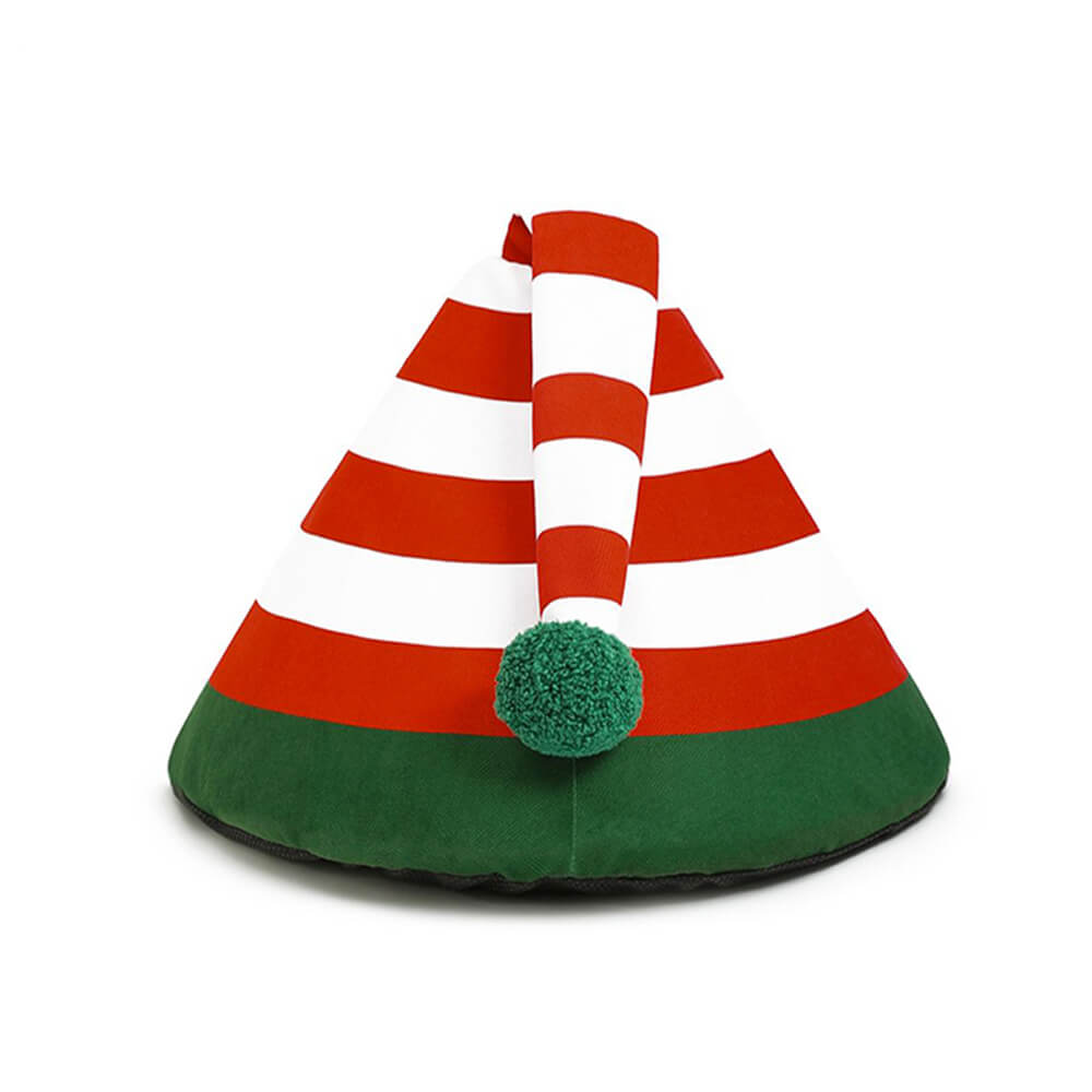Cozy Cat Bed - Classic Christmas Hat Design, Soft Faux Lambswool, Washable 5