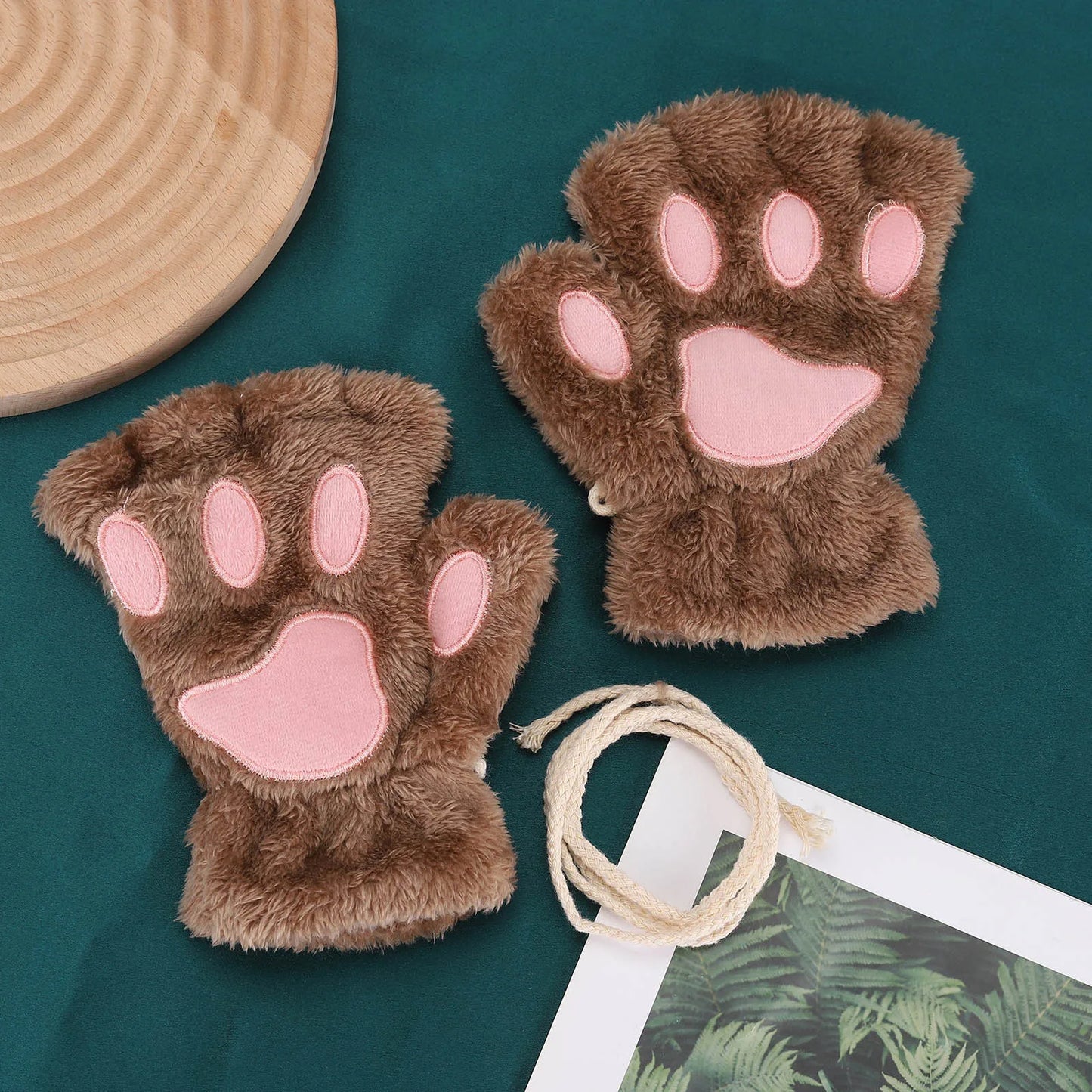 Cozy Cat Claw Paw Gloves - Plush Fingerless Mittens for Warmth & Fun 11