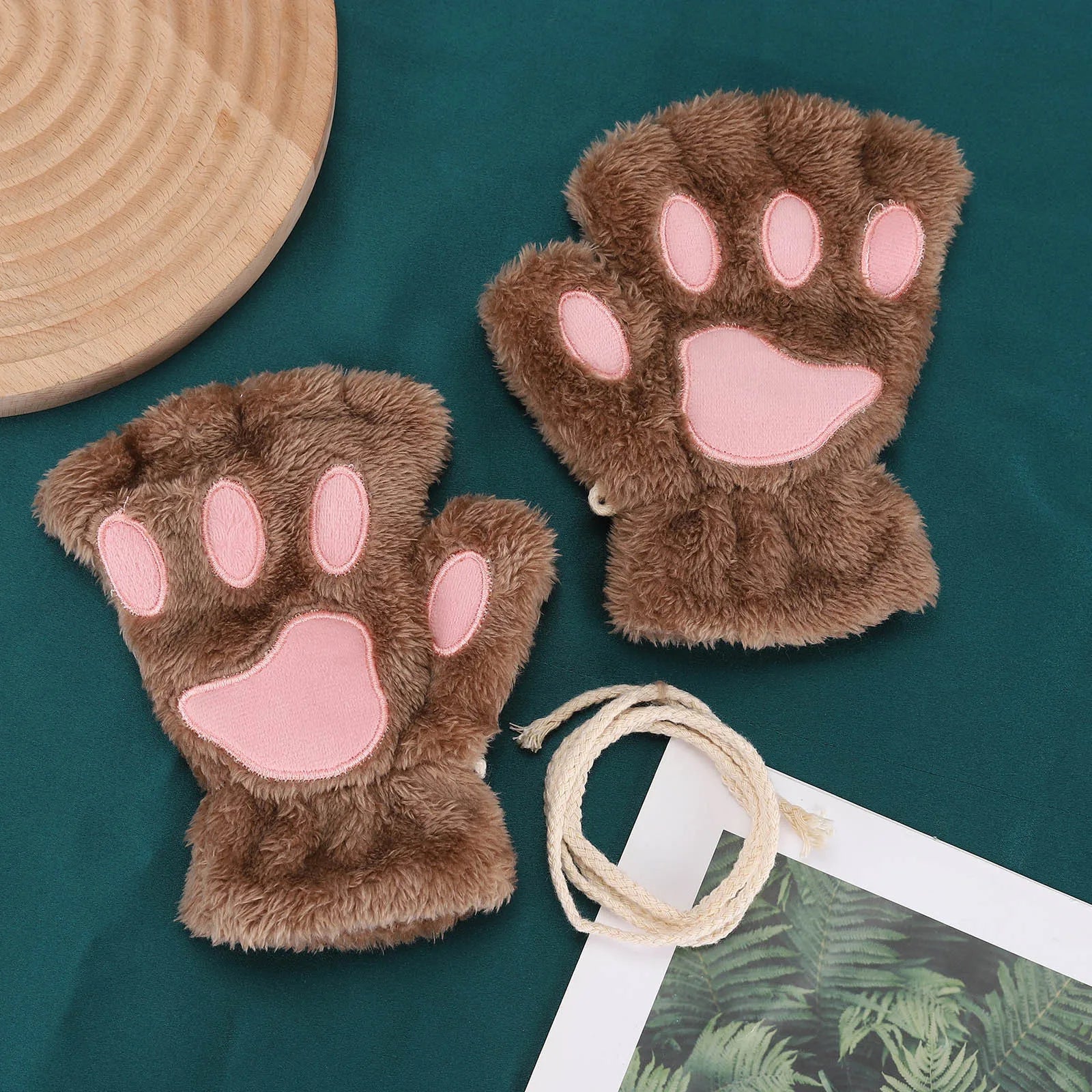 Cozy Cat Claw Paw Gloves - Plush Fingerless Mittens for Warmth & Fun 11