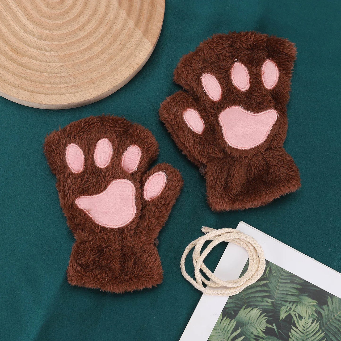 Cozy Cat Claw Paw Gloves - Plush Fingerless Mittens for Warmth & Fun 9