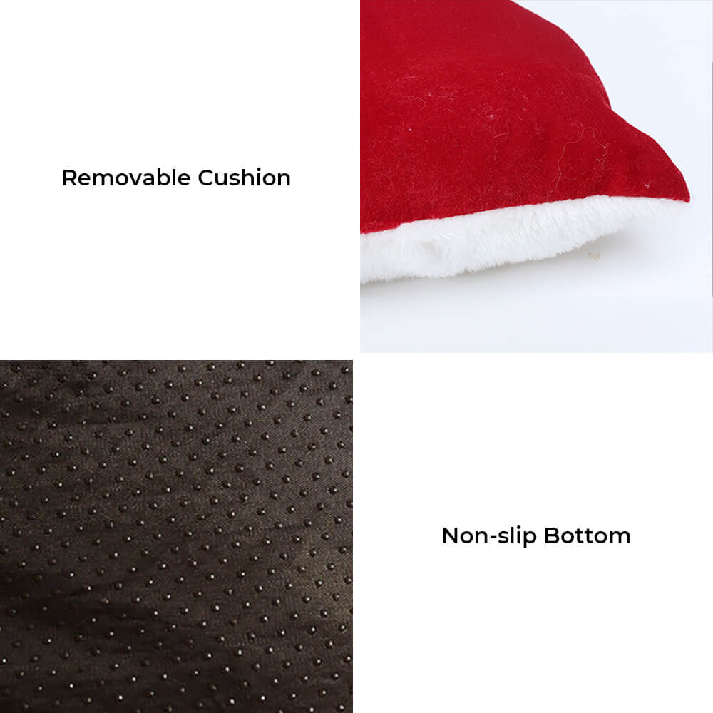 Cozy Christmas-Themed Semi-Enclosed Dog Bed & Cat Bed with Non-Slip Base 4