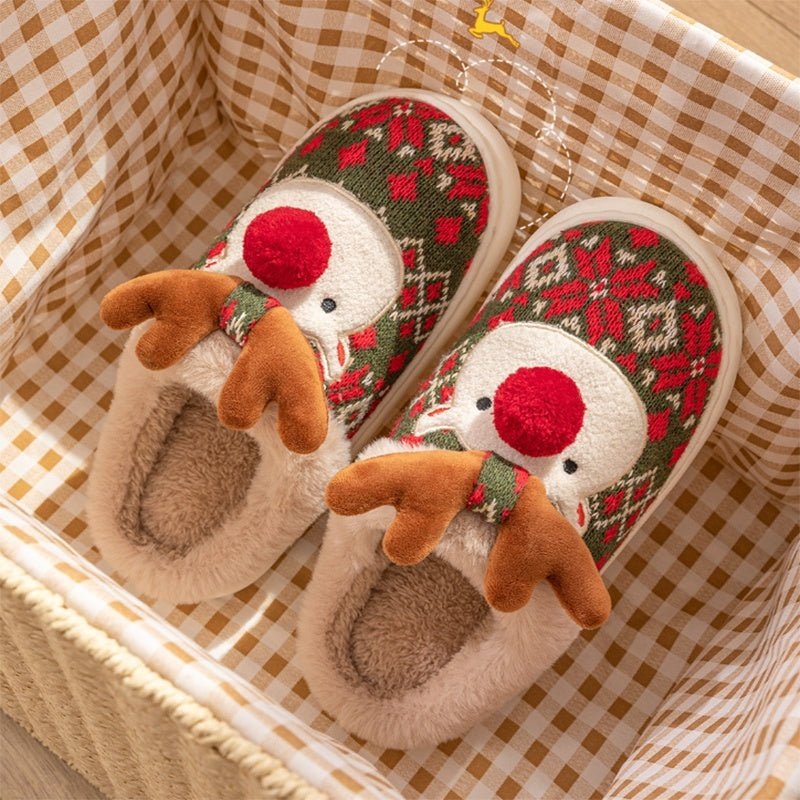 Cozy Christmas House Slippers - Embroidered Fabric & Non-Slip PVC Sole 2