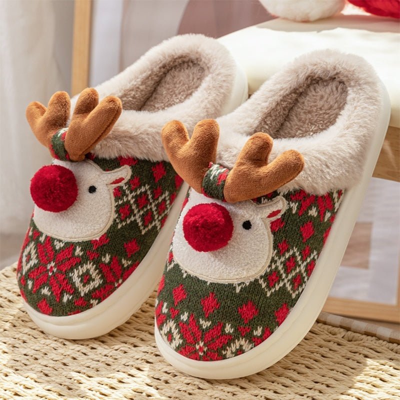 Cozy Christmas House Slippers - Embroidered Fabric & Non-Slip PVC Sole 3