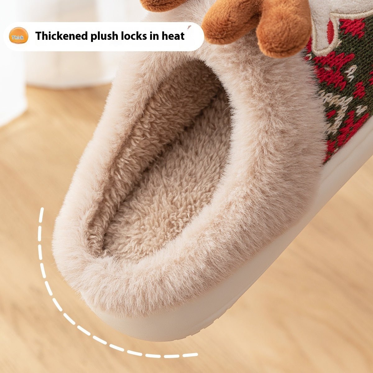 Cozy Christmas House Slippers - Embroidered Fabric & Non-Slip PVC Sole 4
