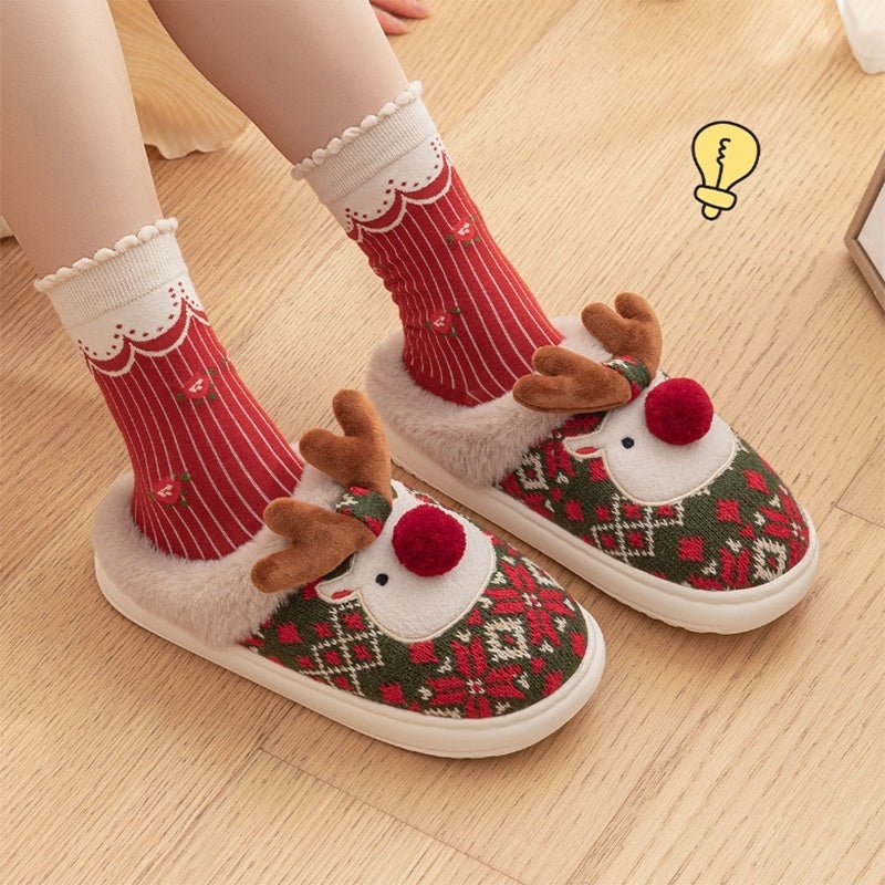 Cozy Christmas House Slippers - Embroidered Fabric & Non-Slip PVC Sole 5