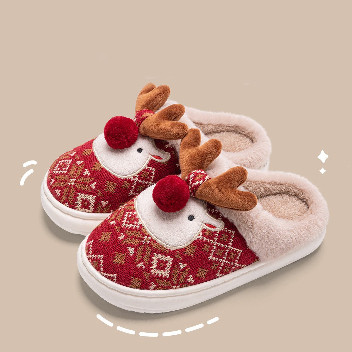 Cozy Christmas House Slippers - Embroidered Fabric & Non-Slip PVC Sole 7