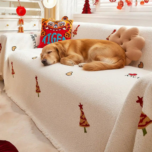 Cozy Plush Sofa Blanket - Ultra-Soft Christmas Tree Design for Holiday Comfort 0