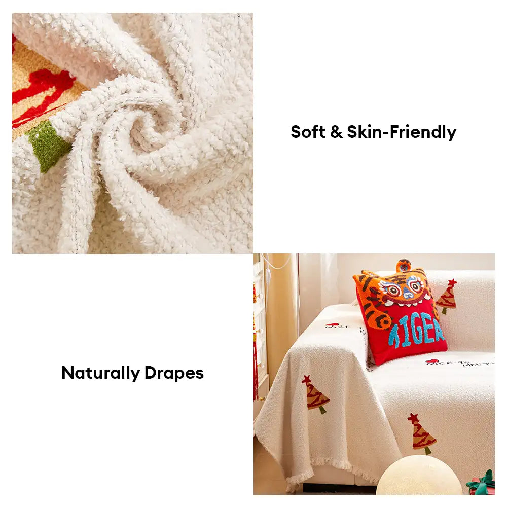 Cozy Plush Sofa Blanket - Ultra-Soft Christmas Tree Design for Holiday Comfort 6