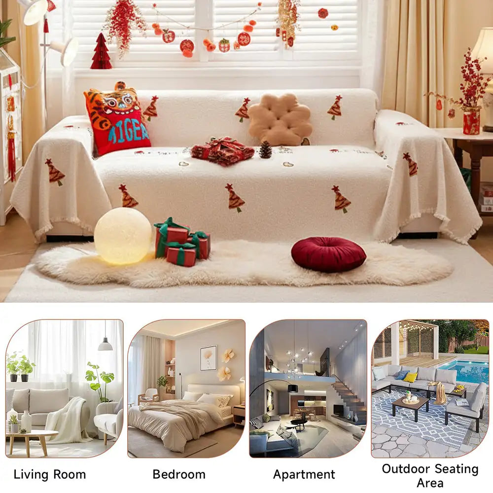 Cozy Plush Sofa Blanket - Ultra-Soft Christmas Tree Design for Holiday Comfort 8
