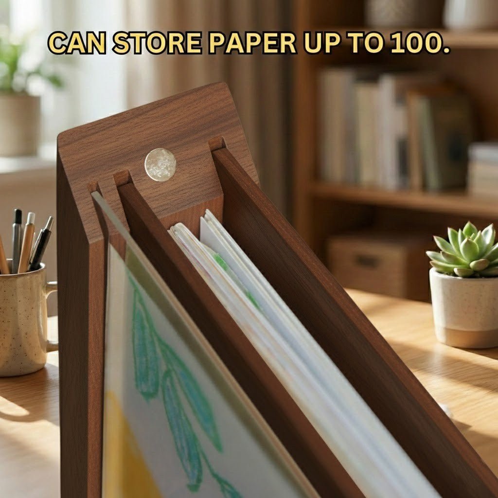 Creative Haven - Wooden Kids Drawing Display Frame with Integrated Storage 8