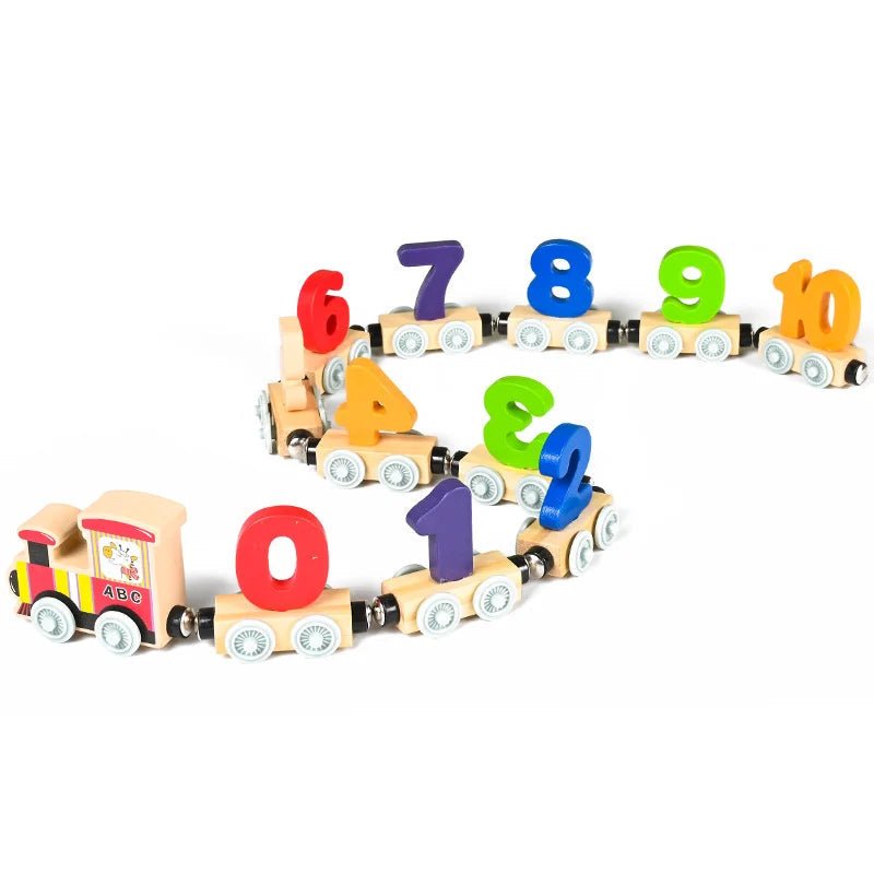 Creative Wooden Magnetic Number Train - Educational Toy for Kids, Fine Motor Skills Development, 12 Pieces 2