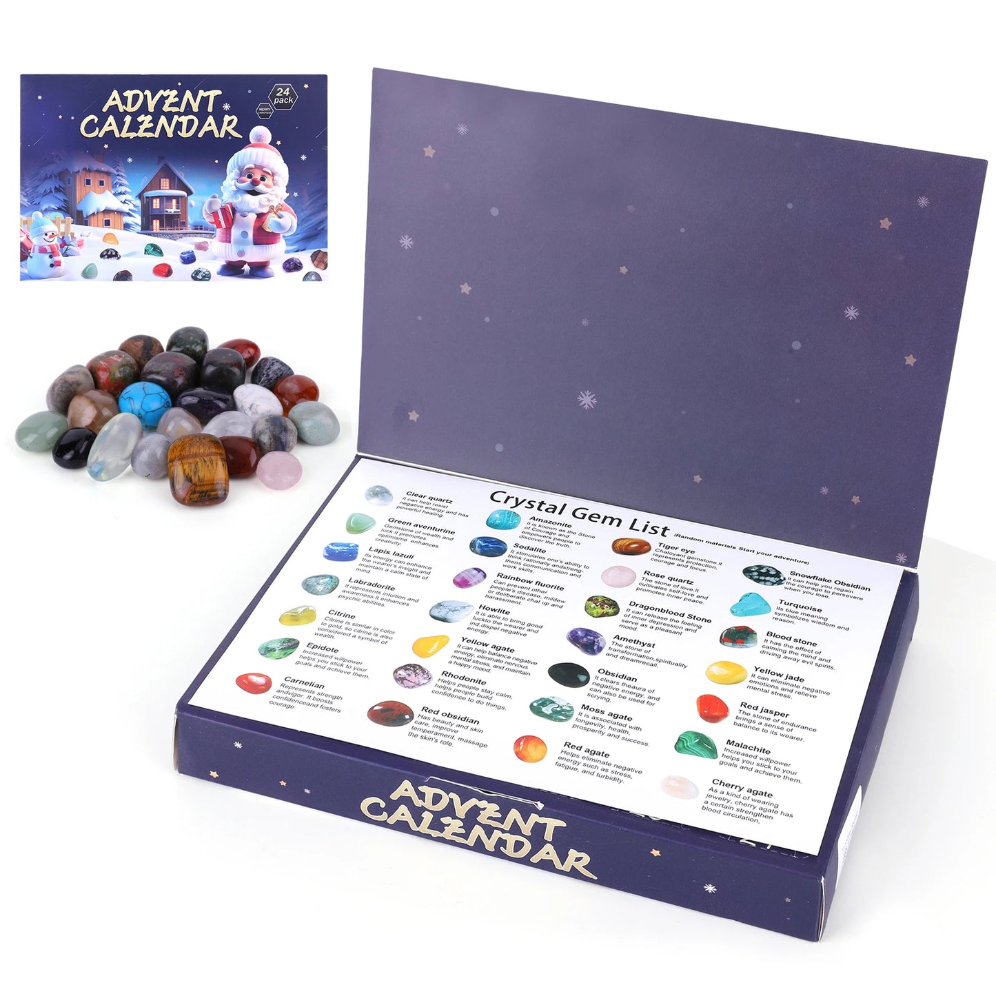 Crystal Discovery Advent Calendar - 24 Days of Gemstone Surprises for Kids, Christmas Countdown Fun 0