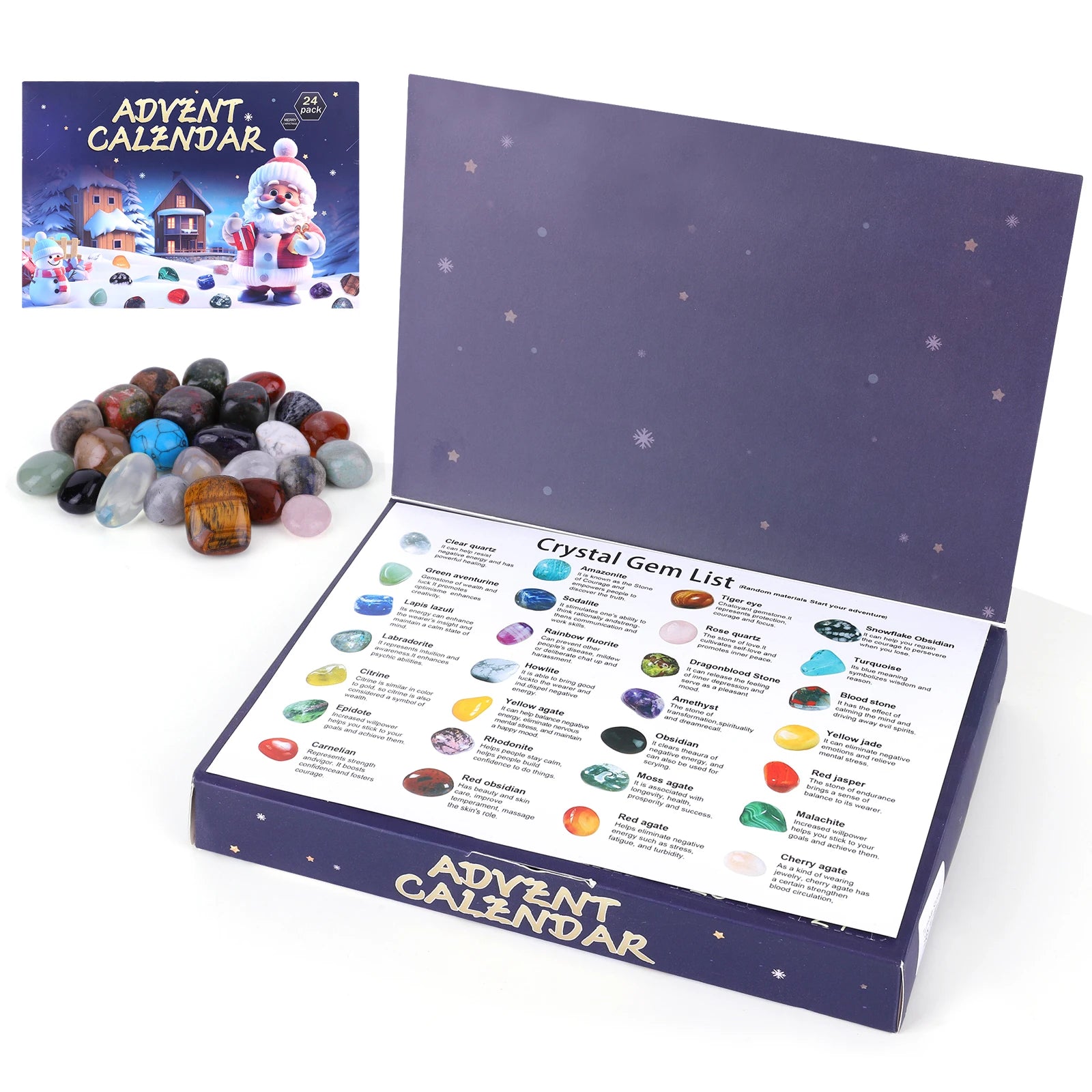 Crystal Discovery Advent Calendar - 24 Days of Gemstone Surprises for Kids, Christmas Countdown Fun 0