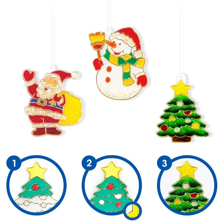 DIY Christmas Glass Painting Set for Kids - 12 Non-Toxic Paints & 8 Ornaments 6