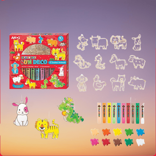 DIY Christmas Glass Painting Set for Kids - 12 Non-Toxic Paints & 8 Ornaments 7
