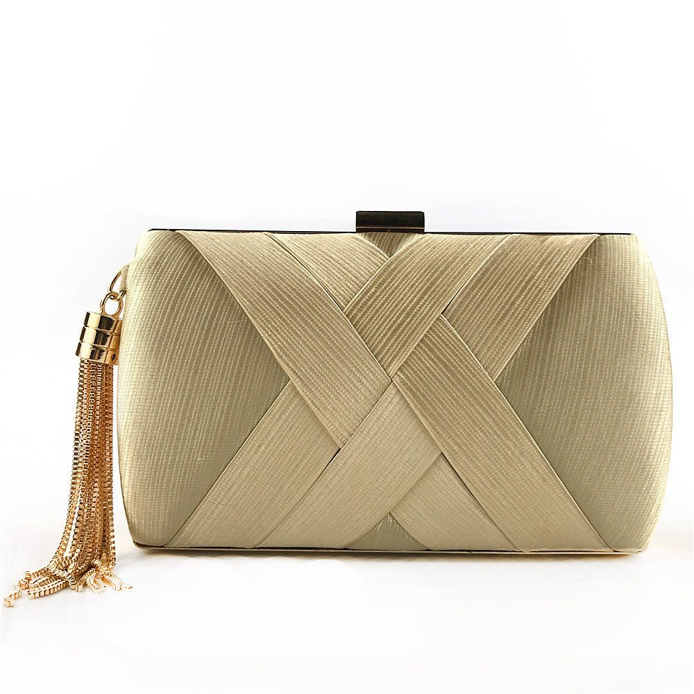 Éclessa Luxury Evening Clutch | Satin tassel handbag for classic and modern elegance 0