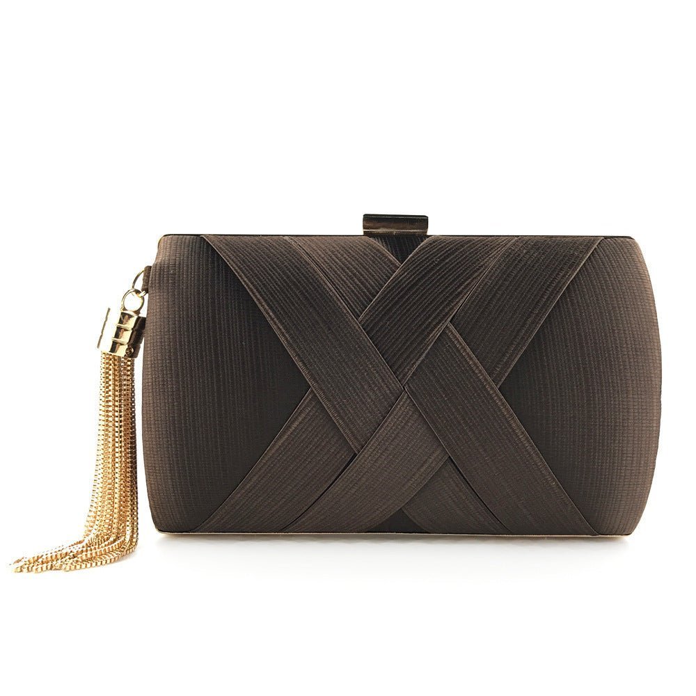 Éclessa Luxury Evening Clutch | Satin tassel handbag for classic and modern elegance 2