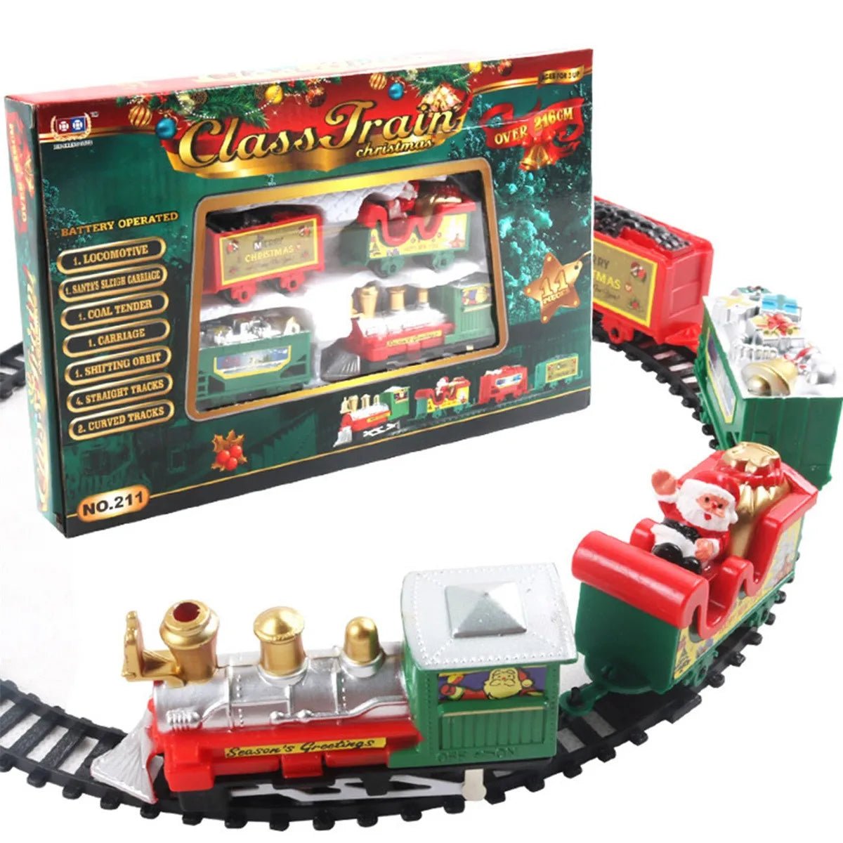 Electric Christmas Tree Train Set with Lifelike Details for Holiday Decor 2