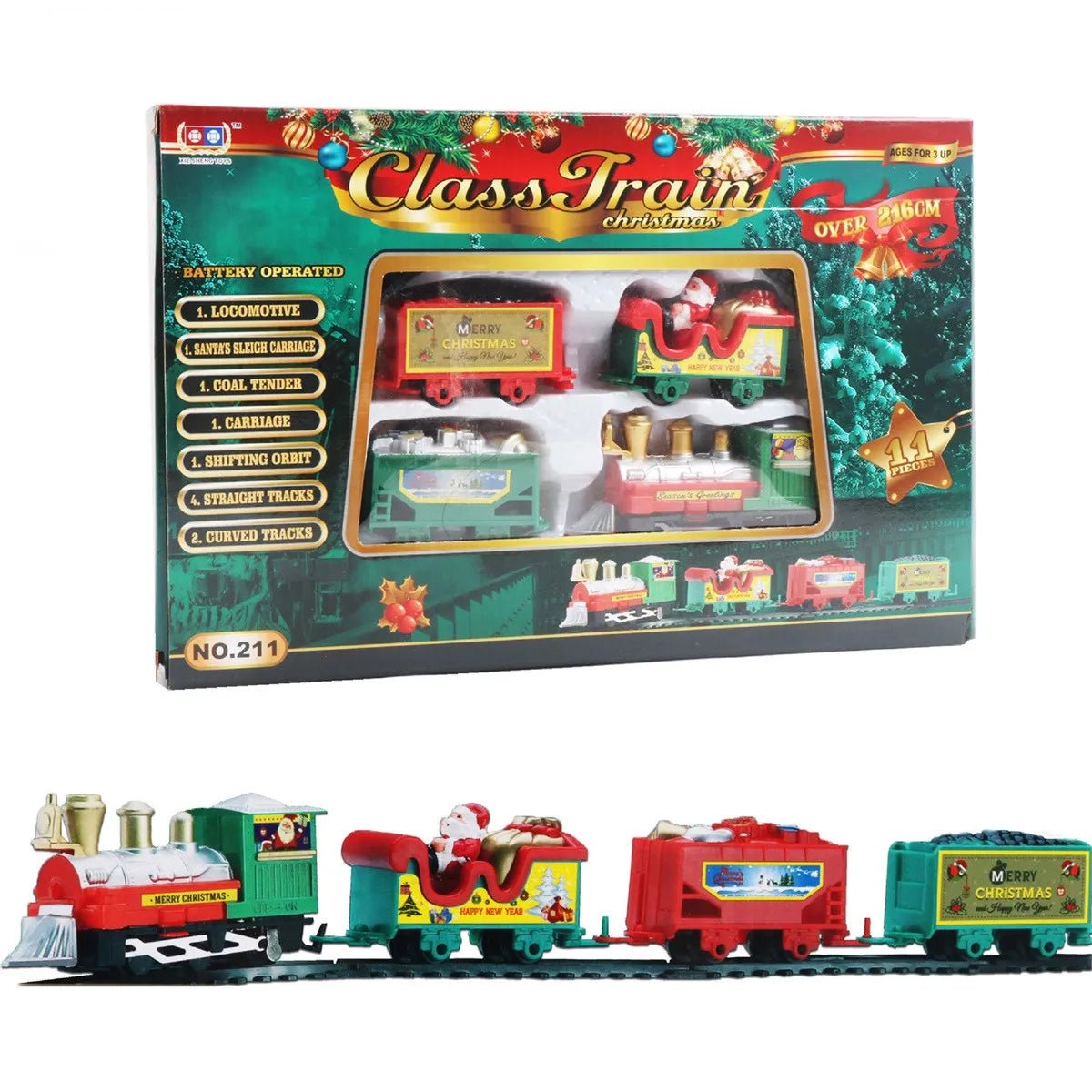 Electric Christmas Tree Train Set with Lifelike Details for Holiday Decor 3
