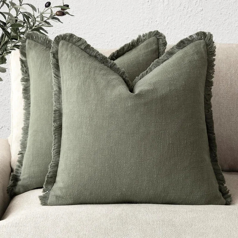 Elegant Cotton and Linen Decorative Covers - Stylish Cushion Cases in Multiple Colors 0