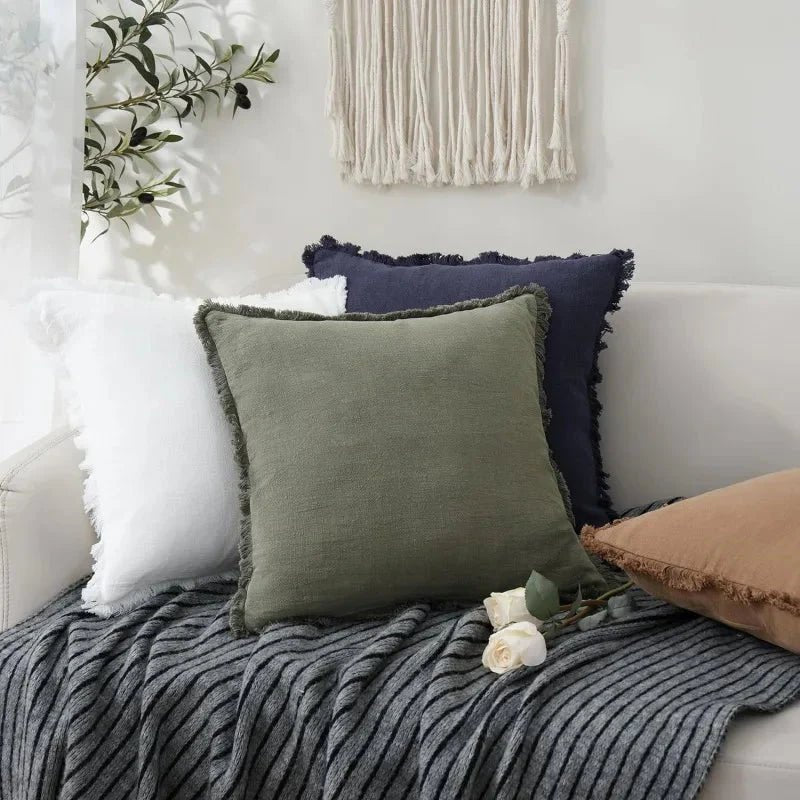 Elegant Cotton and Linen Decorative Covers - Stylish Cushion Cases in Multiple Colors 3