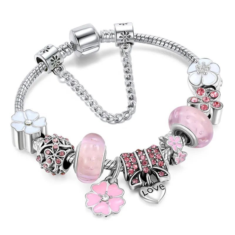 Elegant Floral Charm Bracelet in 925 Sterling Silver for Women - Nature-Inspired Design 5