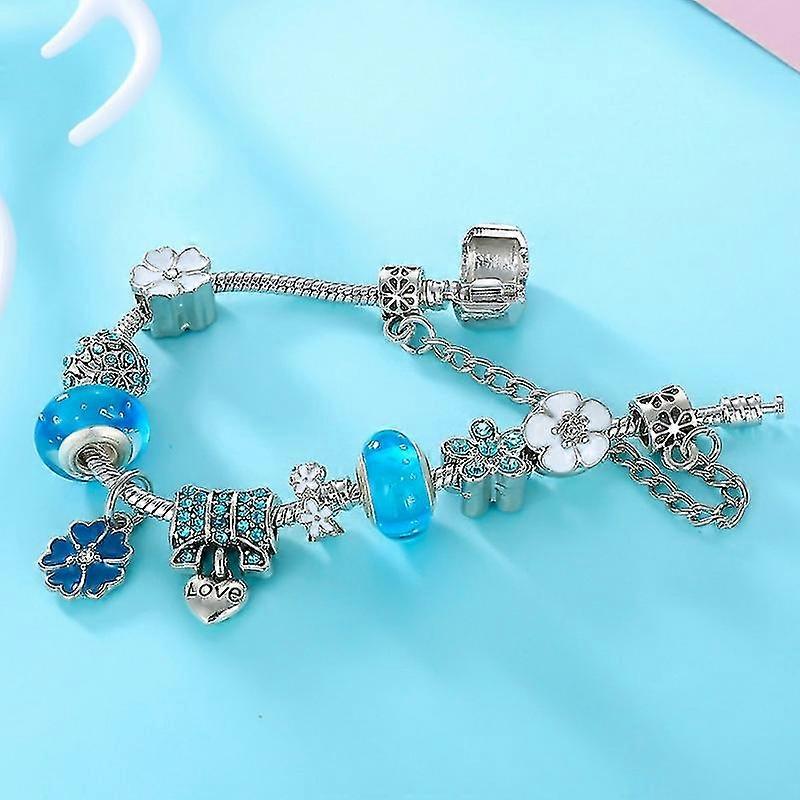 Elegant Floral Charm Bracelet in 925 Sterling Silver for Women - Nature-Inspired Design 6