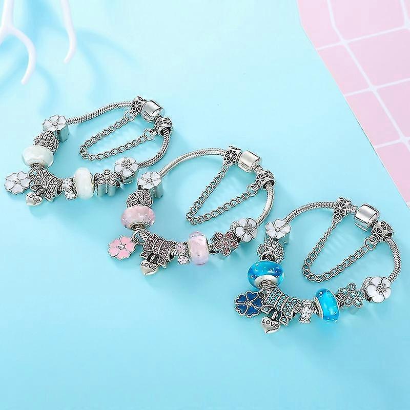 Elegant Floral Charm Bracelet in 925 Sterling Silver for Women - Nature-Inspired Design 7