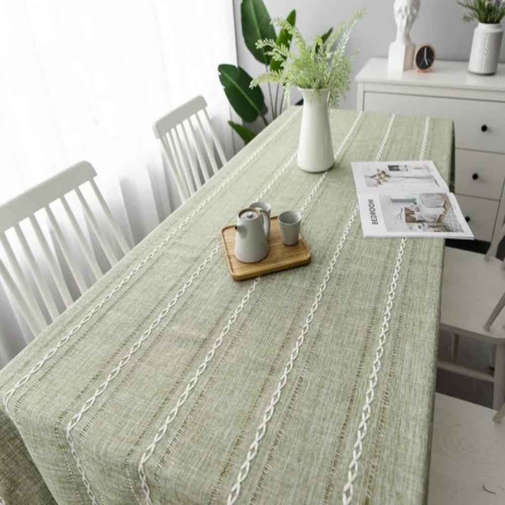 Elegant Linen Table Cloth with Artistic Embroidery - Soft Cotton Blend Tablecloth for Dining Room 7