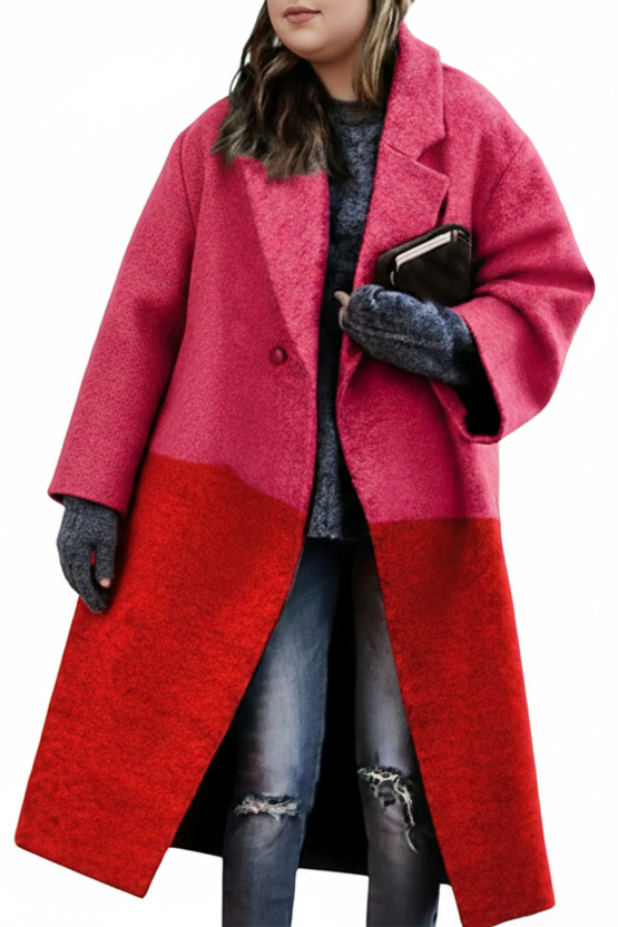 ELANWOOL – Stylish Long Wool Winter Coat for Plus Size Women