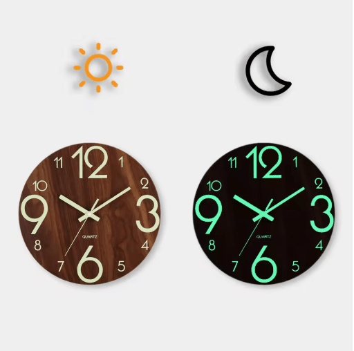 Elegant Quartz Wall Clock - Glow-in-the-Dark Numbers, Silent Design, Modern Aesthetic 1