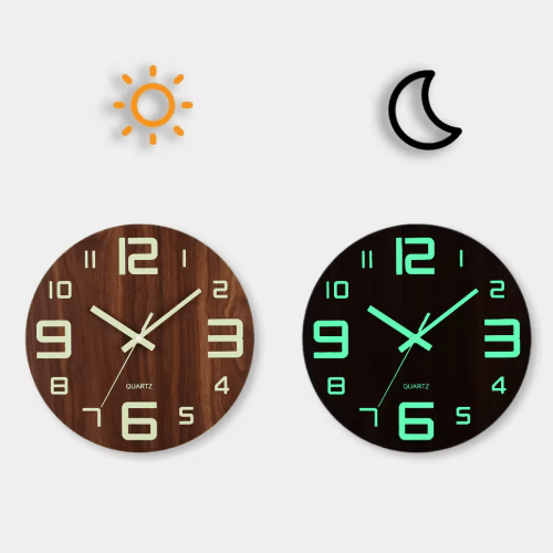 Elegant Quartz Wall Clock - Glow-in-the-Dark Numbers, Silent Design, Modern Aesthetic 2