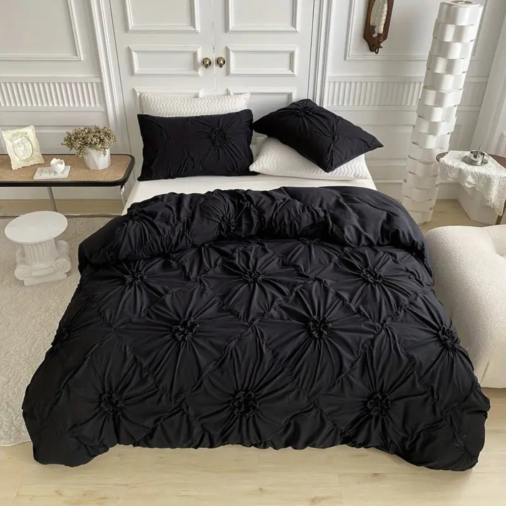Elegant Ruffle Flower Duvet Cover Set - Soft Microfibre Bedding, Secure Fit 2