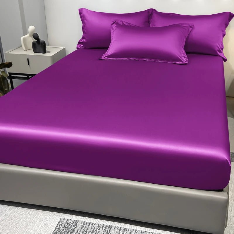 Elegant Satin Fitted Sheet - Soft Ice Silk Fitted Bed Sheets for Luxurious Comfort 22