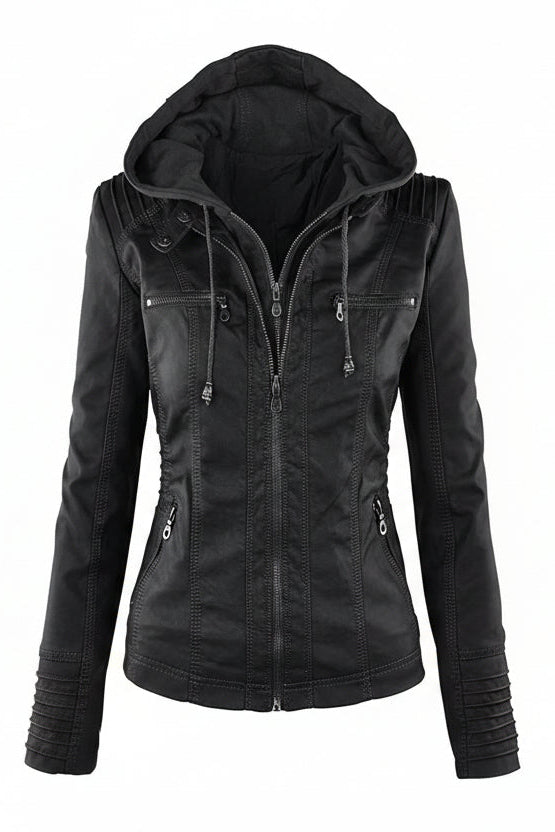 Elegant Weatherproof Women's Jacket with Detachable Hood and Soft Lining 10
