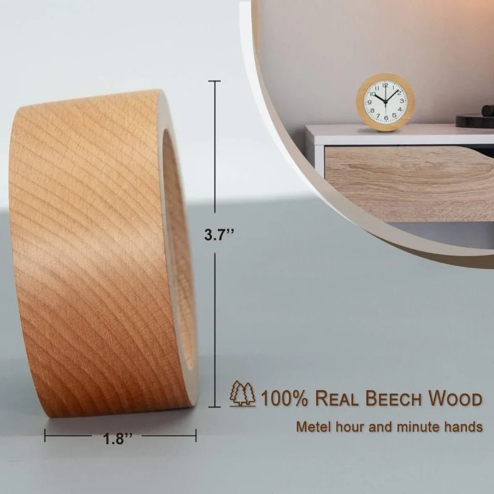Elegant Wooden Alarm Clock - Silent Non-Ticking Design with Soft Backlight 2