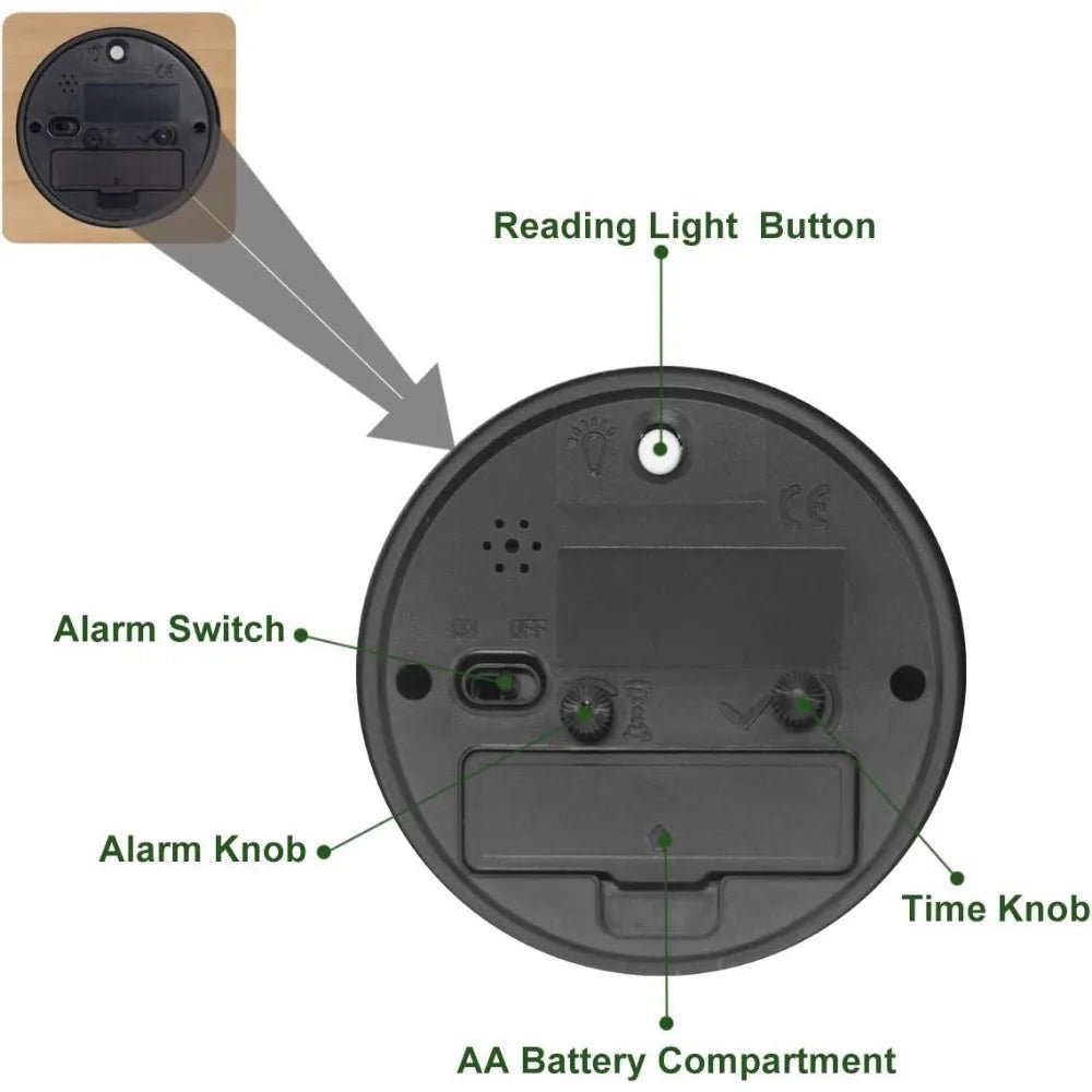 Elegant Wooden Alarm Clock - Silent Non-Ticking Design with Soft Backlight 3