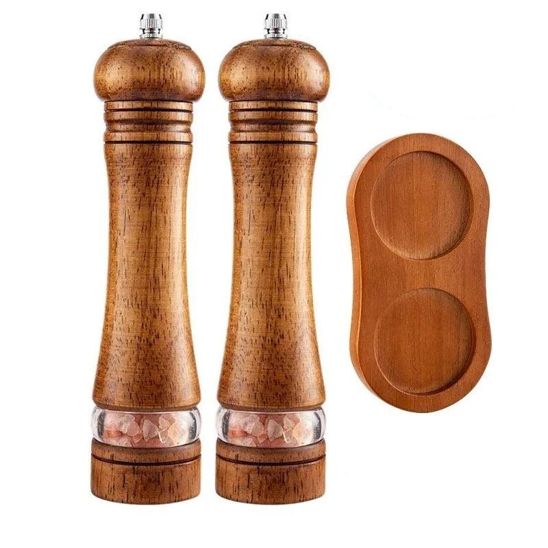 Elegant Wooden Pepper and Salt Grinder with Adjustable Coarseness for Perfect Seasoning 2