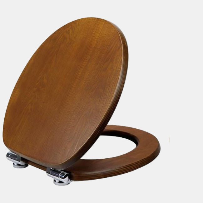 Elegant Wooden Toilet Seat with Soft Close Function - Oval Design, Durable Plywood 0