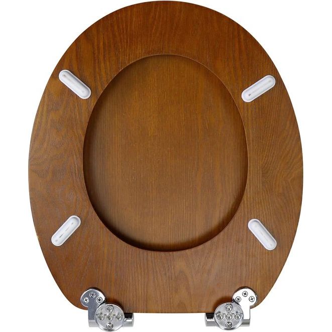 Elegant Wooden Toilet Seat with Soft Close Function - Oval Design, Durable Plywood 3