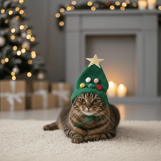FURFEST – Soft Christmas Hat with Golden Trim for Dogs & Cats