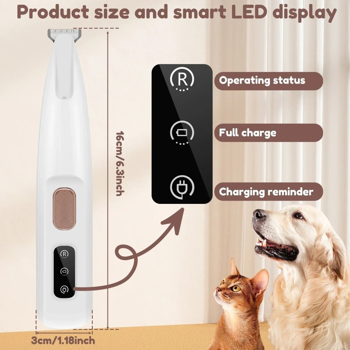 FURFIX - Rifinitore a LED silenzioso per zampe sensibili e toelettatura precisa