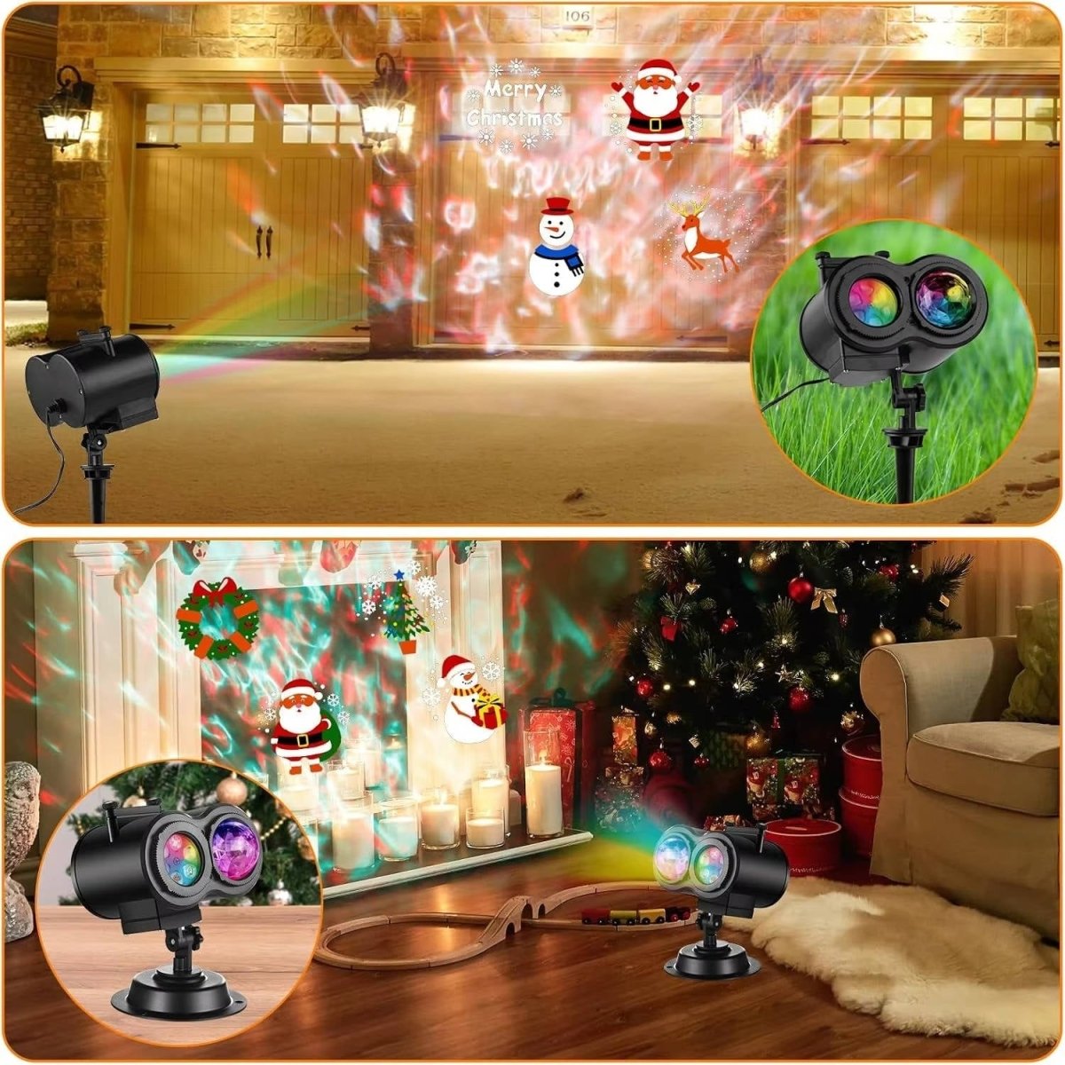 FestiveGlow - Outdoor Christmas Projector Lights with 16 Holiday Slides & Remote Control 1