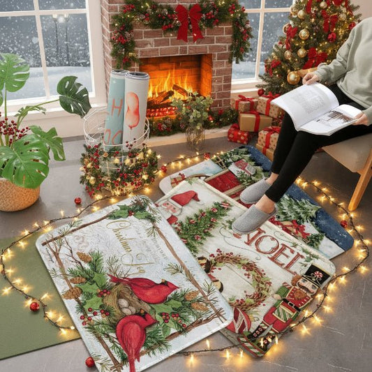 FestiveWelcome Christmas Doormat - Non-Slip Design for Dirt Collection 1