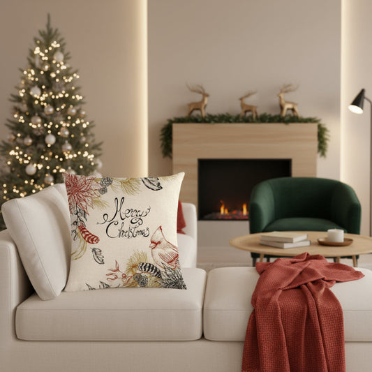 Festive 18-Inch Throw Pillow Cover with Hidden Zipper for Holiday Decor 15