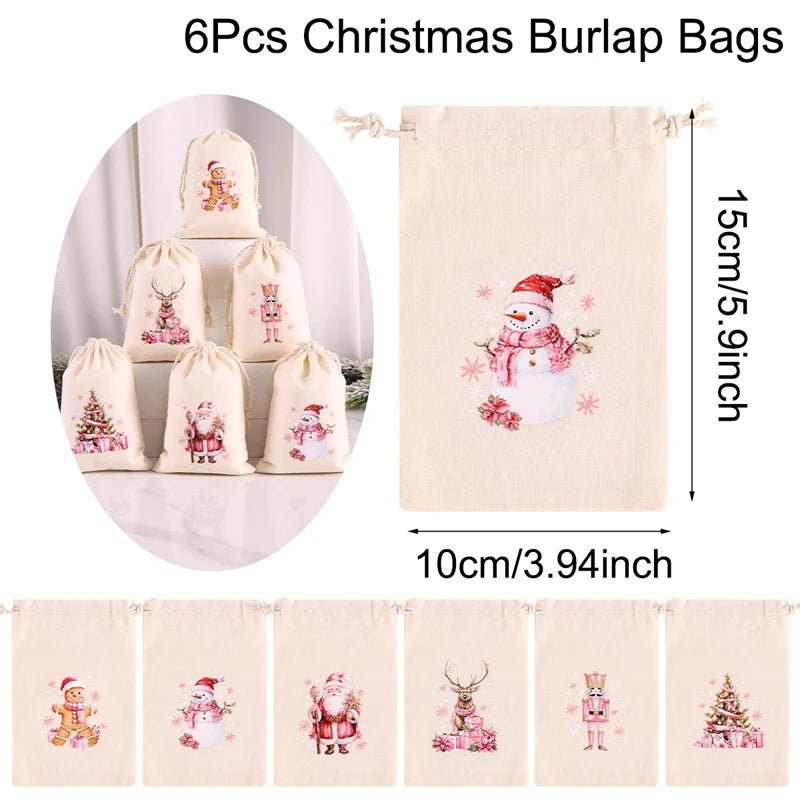 Festive 6-Pack Drawstring Pouch Bags for Candy, Jewelry & Gifts 6