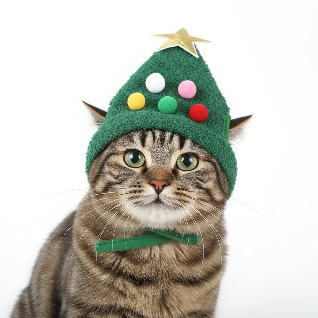 Festive Dog Hat - Plush Christmas Cap with Gold Trim for Dogs to Wear 7